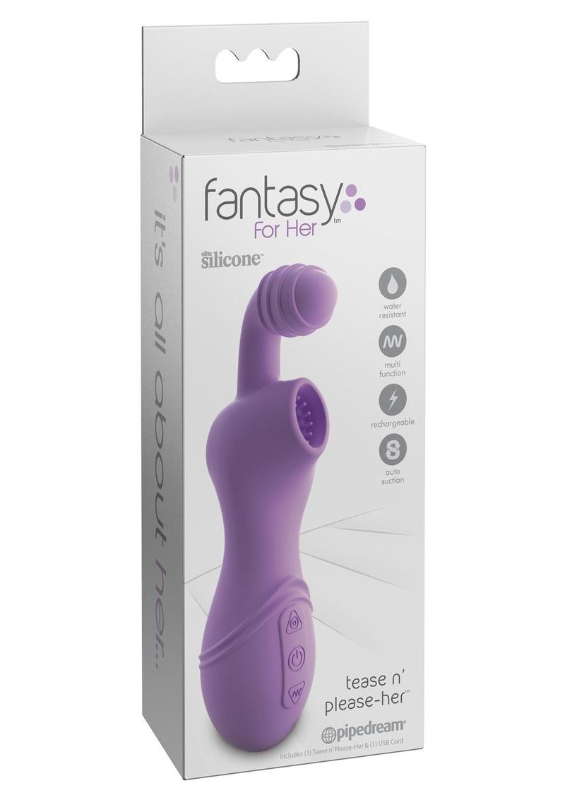 Fantasy For Her Tease N' Please Her USB Rechargeable Silicone Clitoral Stimulator Waterproof - Purple - 6.5in