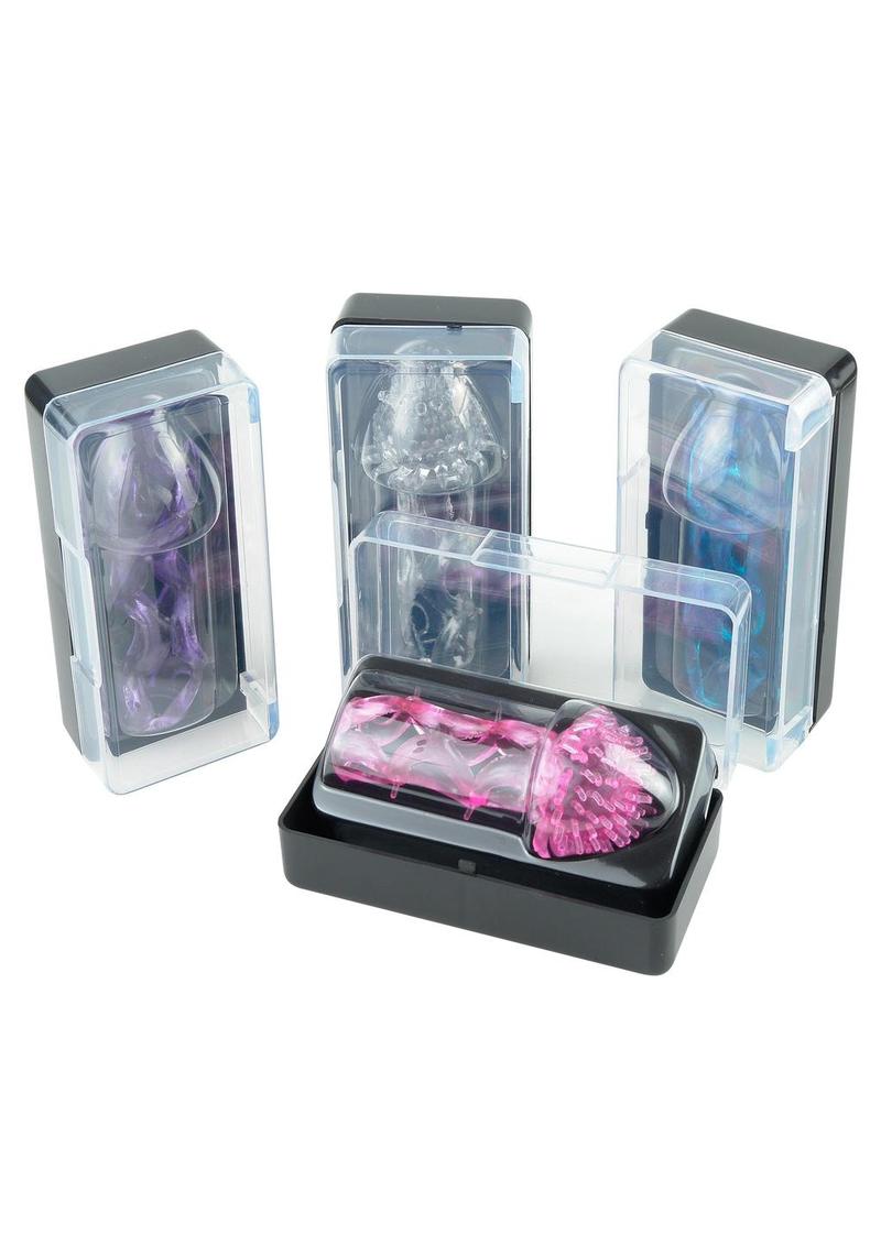 Fantasy X-Tensions Happy Top Stretchable Sleeve with Tickler Top and Penis Cage (8 Per Display) - Assorted - Assorted Colors