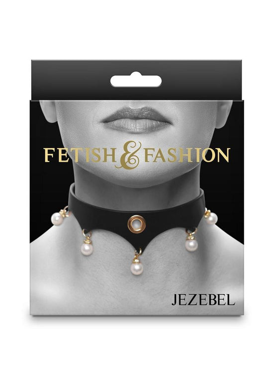 Fetish and Fashion Jezebel Collar - Black/Gold