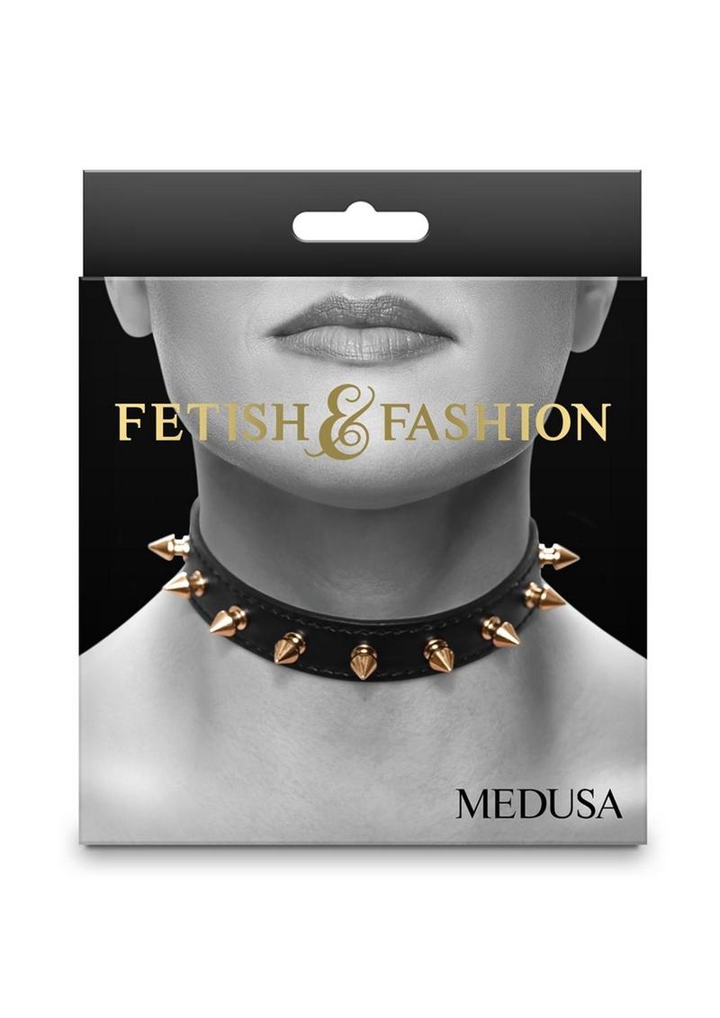 Fetish and Fashion Medusa Collar - Black/Gold