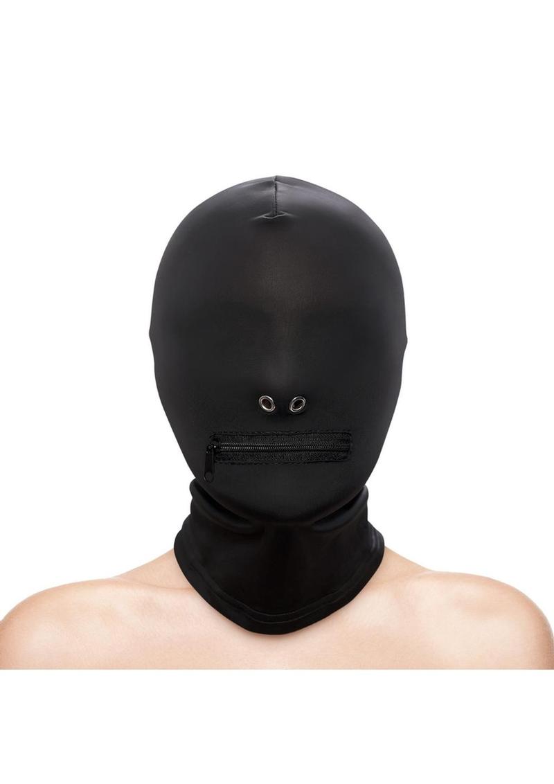 Fetish and Fashion Zippered Mouth Hood - Black - One Size