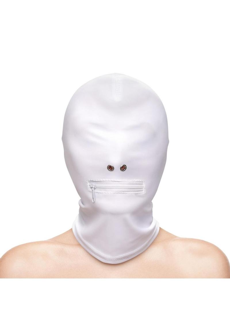 Fetish and Fashion Zippered Mouth Hood - White - One Size