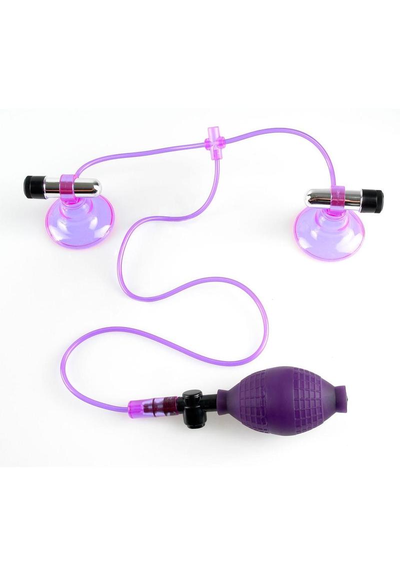 Fetish Fantasy Series Vibrating Nipple Suckers Pump - Purple