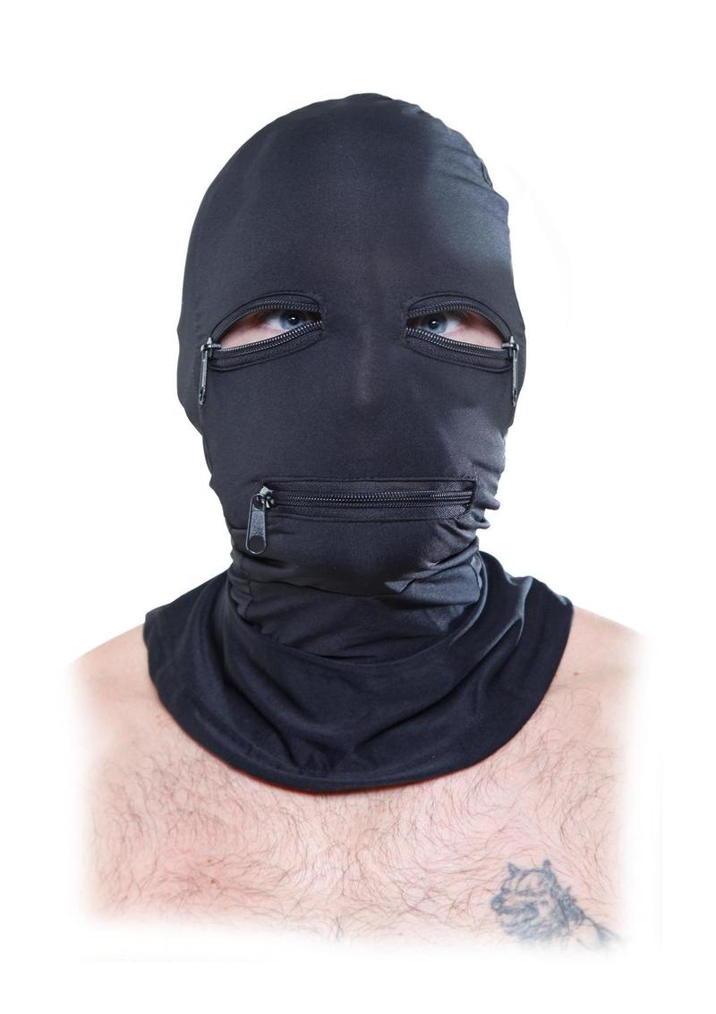 Fetish Fantasy Series Zipper Face Spandex Hood - Black