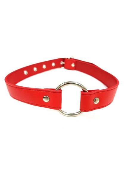 Fetish Play O-Ring Gag Vegan Leather - Red