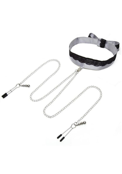 Fifty Shades Of Grey Play Nice Satin and Lace Collar Andamp; Nipple Clamps