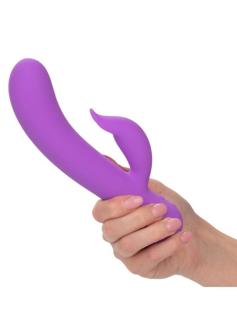 First Time Silicone Rechargeable Pleaser Dual Vibrator - Purple