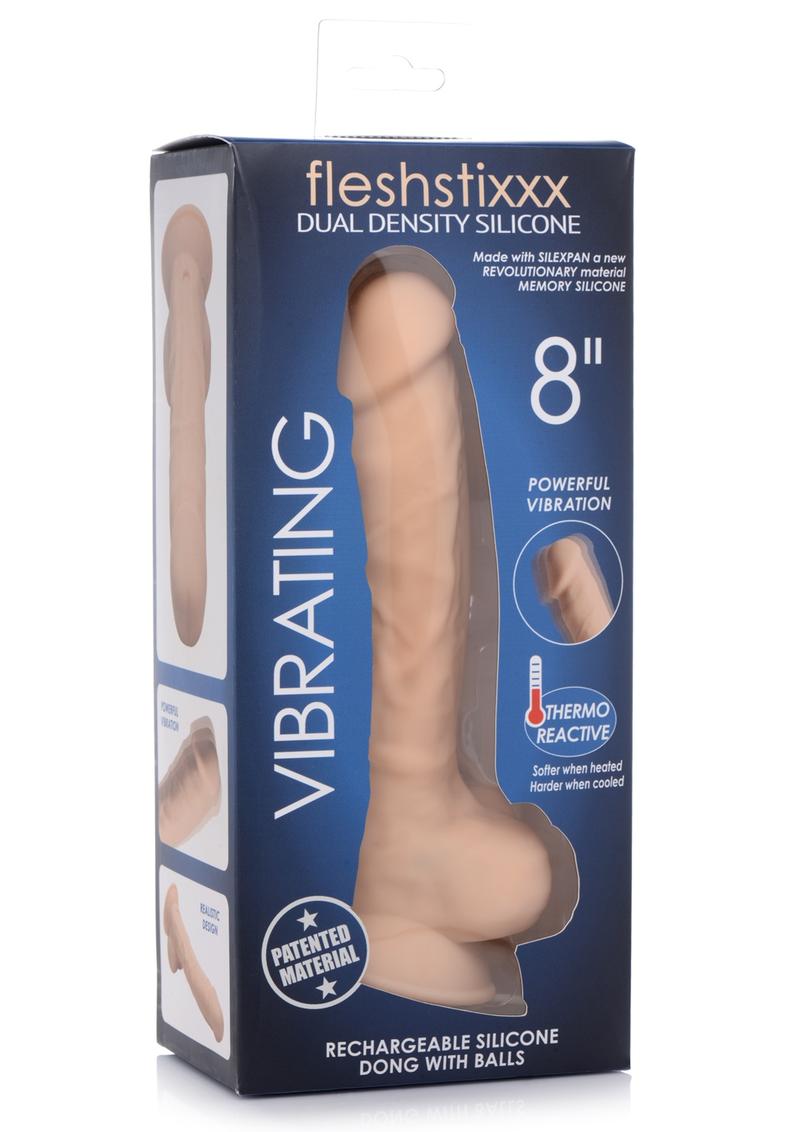 Fleshstixxx Silicone Rechargeable Vibrating Dong with Balls