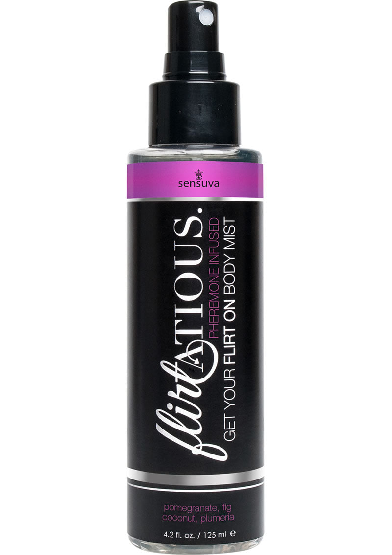 Flirtatious Pheremone Infused Body Mist Pomegranate, Fig, Coconut and Plumeria 4.2oz Spray