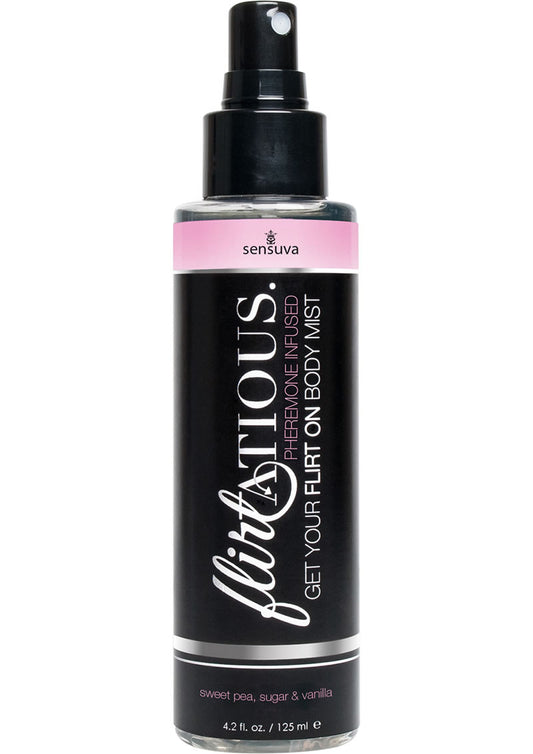 Flirtatious Pheremone Infused Body Mist Vanilla, Sugar and Sweet Pea 4.2oz Spray