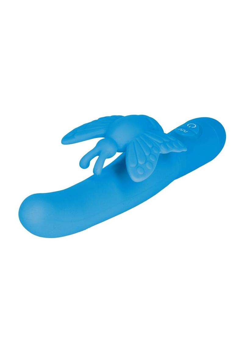 Fluttering Butterfly Silicone Rabbit Vibrator - Blue