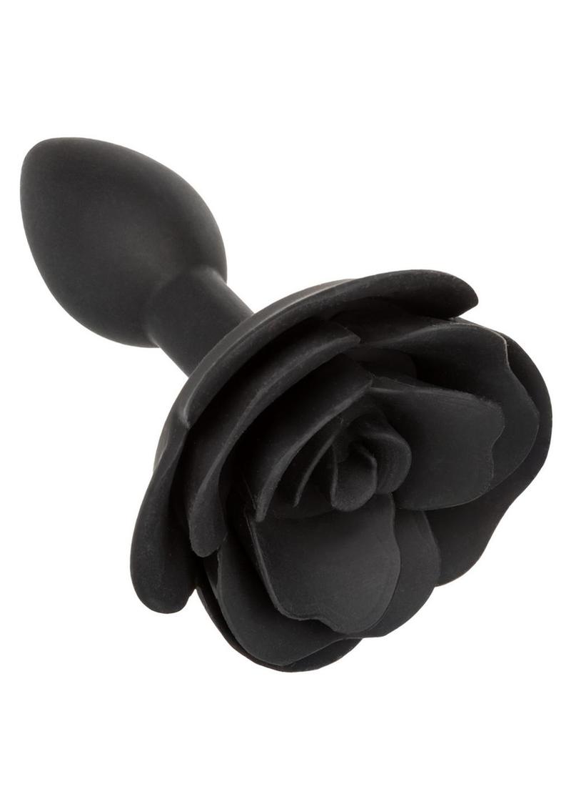 Forbidden Rose Silicone Anal Plug - Black - Small