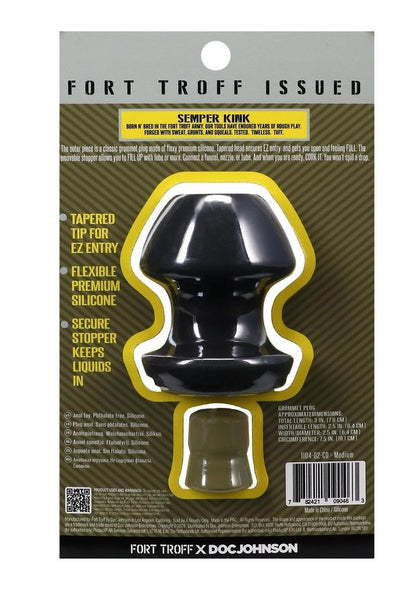 Fort Troff Kum Keeper Silicone Open End Anal Plug - Black - Medium