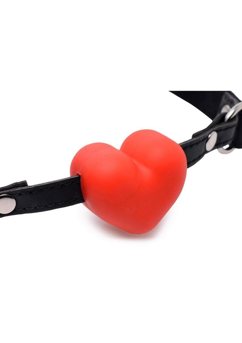 Frisky Heart Beat Silicone Heart Shaped Mouth Gag - Red