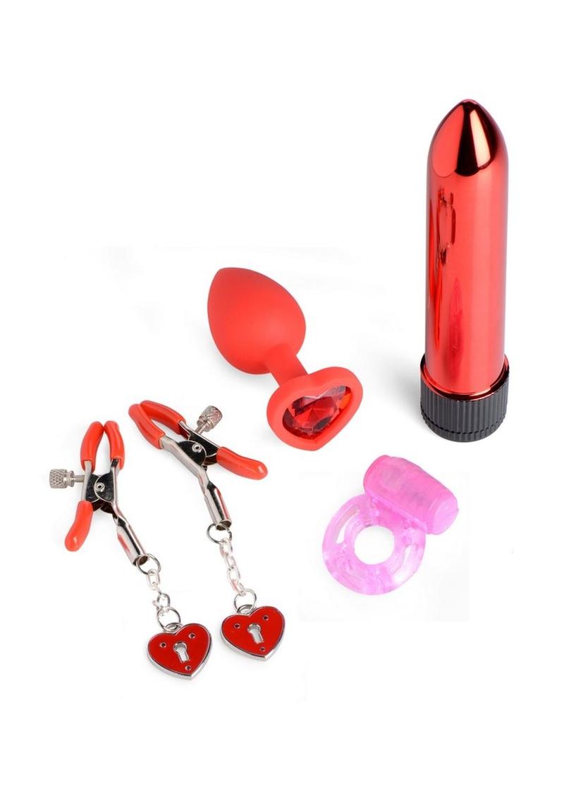 Frisky Passion Heart Kit - Black/Red - 4pc