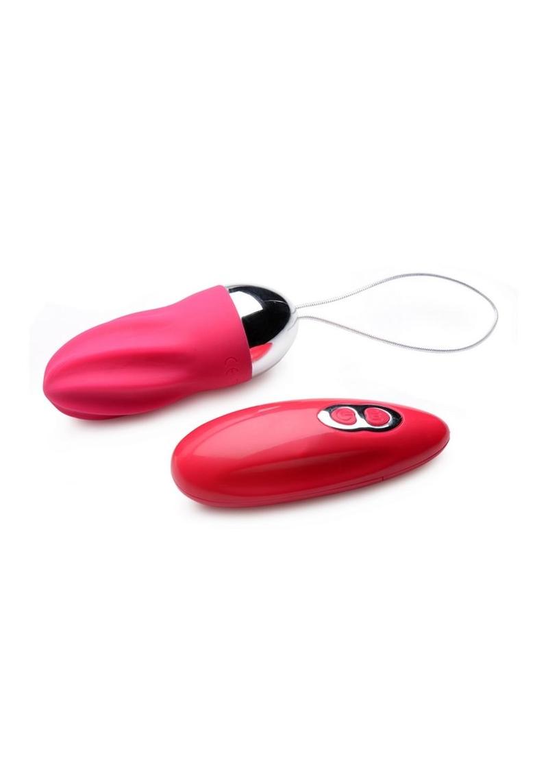 Frisky Raspberry Twirl 36x Swirled Silicone Rechargeable Vibrating Remote Control Egg - Magenta