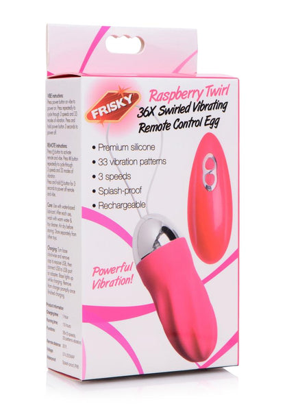 Frisky Raspberry Twirl 36x Swirled Silicone Rechargeable Vibrating Remote Control Egg