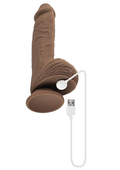 Full Monty Silicone Rechargeable Realistic Dildo with Remote - Chocolate - 9in