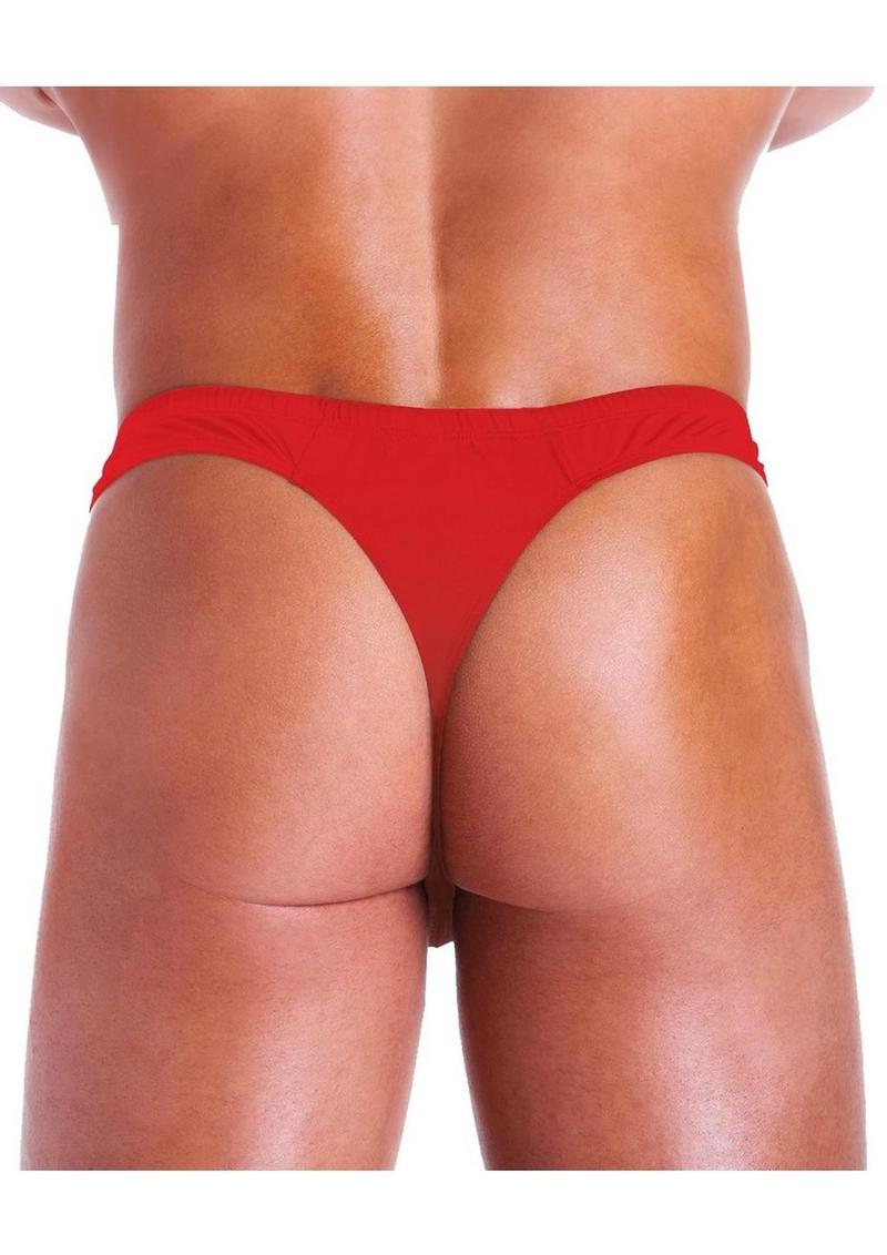 Fundies Unzip It Thong with Rose Petals - Red - One Size