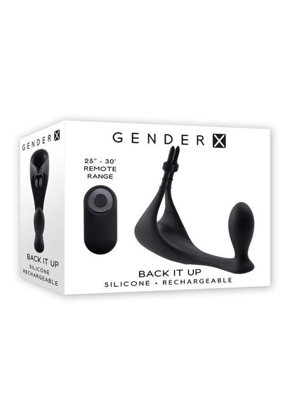 Gender X Back It Up Rechargeable Silicone Vibrating Butt Plug with Remote - Black