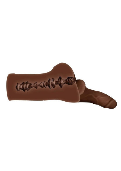 Gender X Backdoor Bash Stroker with Vibrating Cock Ring - Chocolate