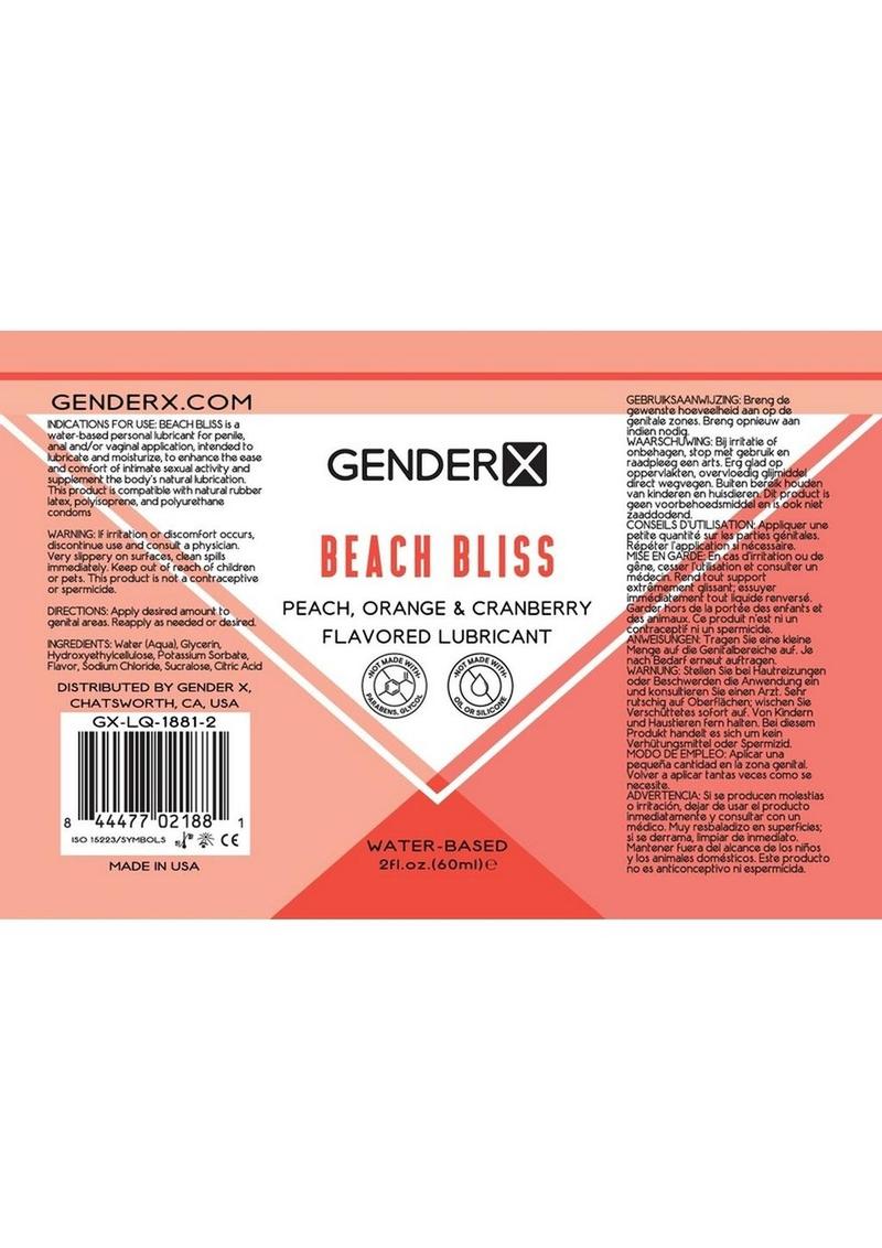 Gender X Beach Bliss Water Based Flavored Lubricant 2oz. - Peach