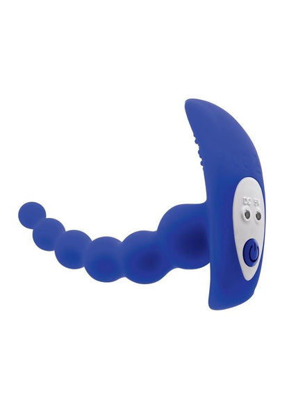 Gender X Beaded Pleasure Rechargeable Silicone Probe with Remote Control - Blue