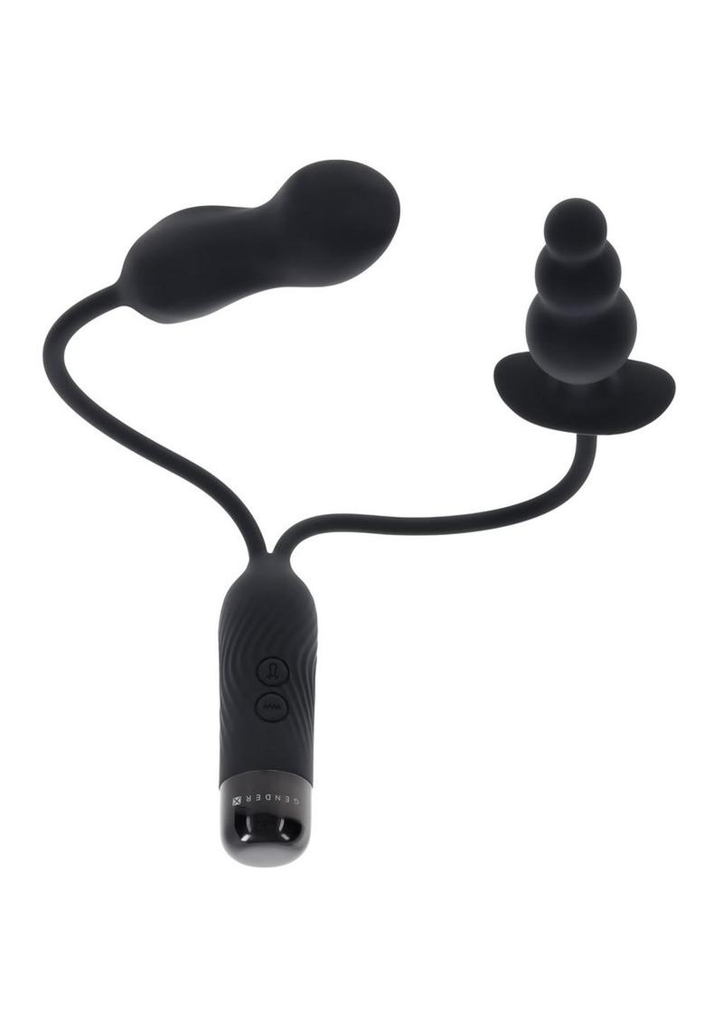 Gender X Double My Pleasure Rechargeable Silicone Dual Vibrator - Black