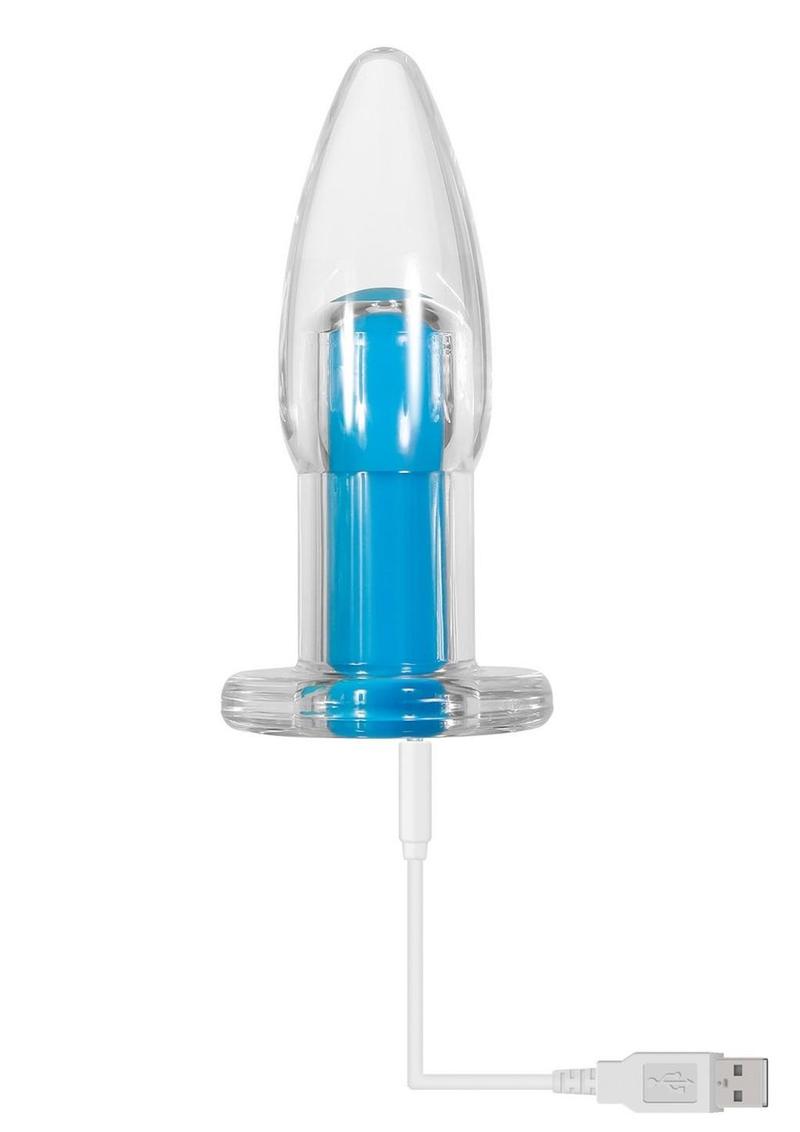 Gender X Electric Blue Silicone Rechargeable Vibrator with Remote Control - Blue/Clear