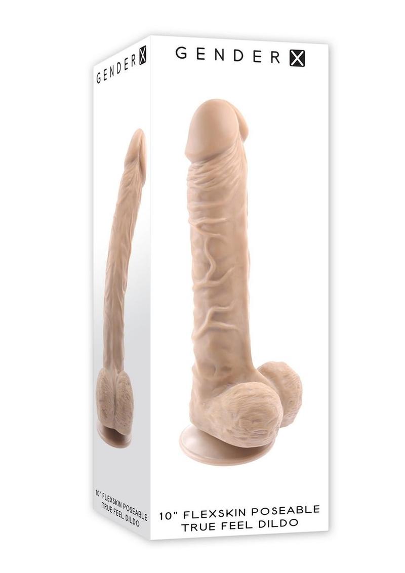 Gender X Flexskin Poseable True Feel Dildo - Vanilla - 10in