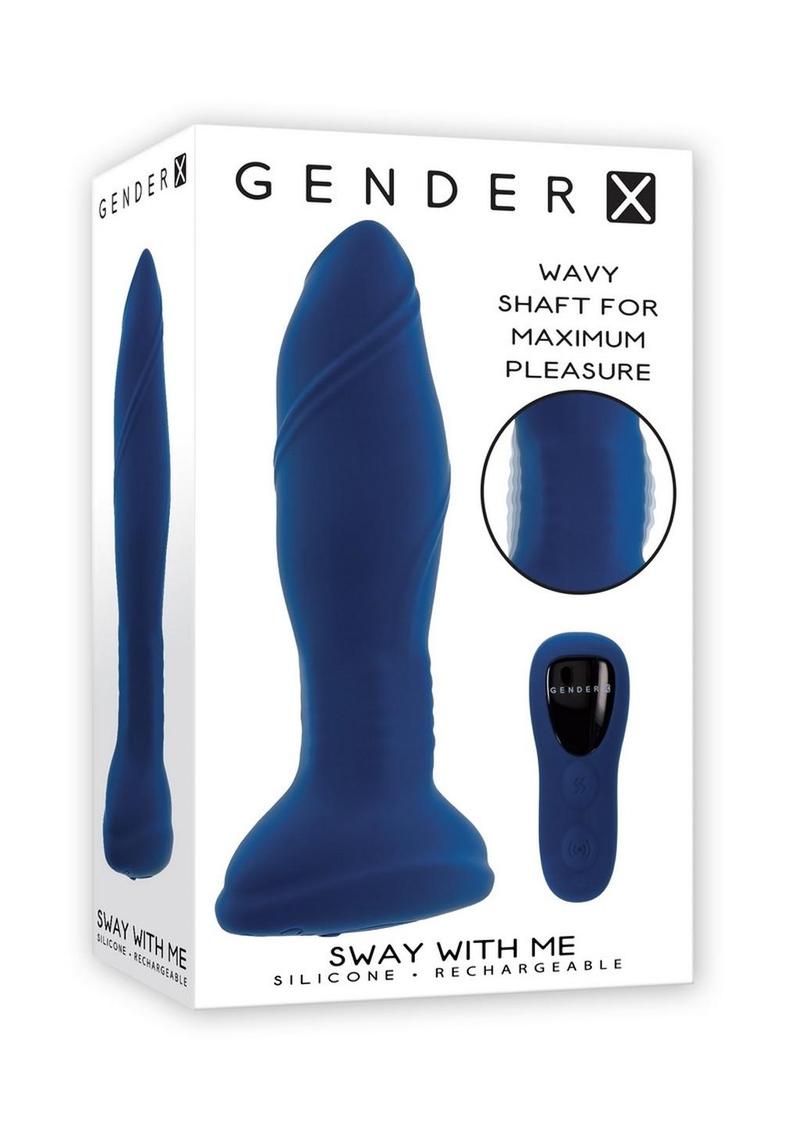 Gender X Sway with Me Rechargeable Silicone Anal Plug with Remote - Blue