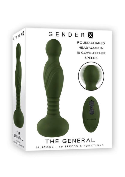 Gender X The General Rechargeable Silicone Vibrator with Remote - Green