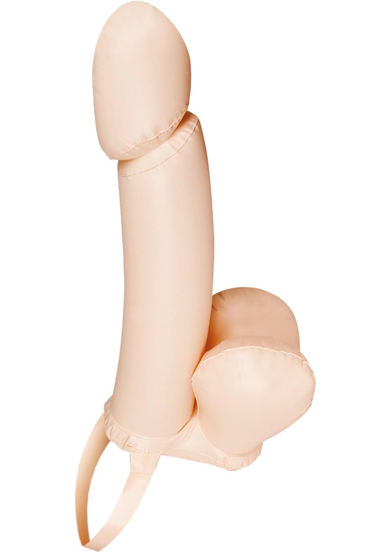 Get It On Inflatable Strap-On Penis - Vanilla - 27in