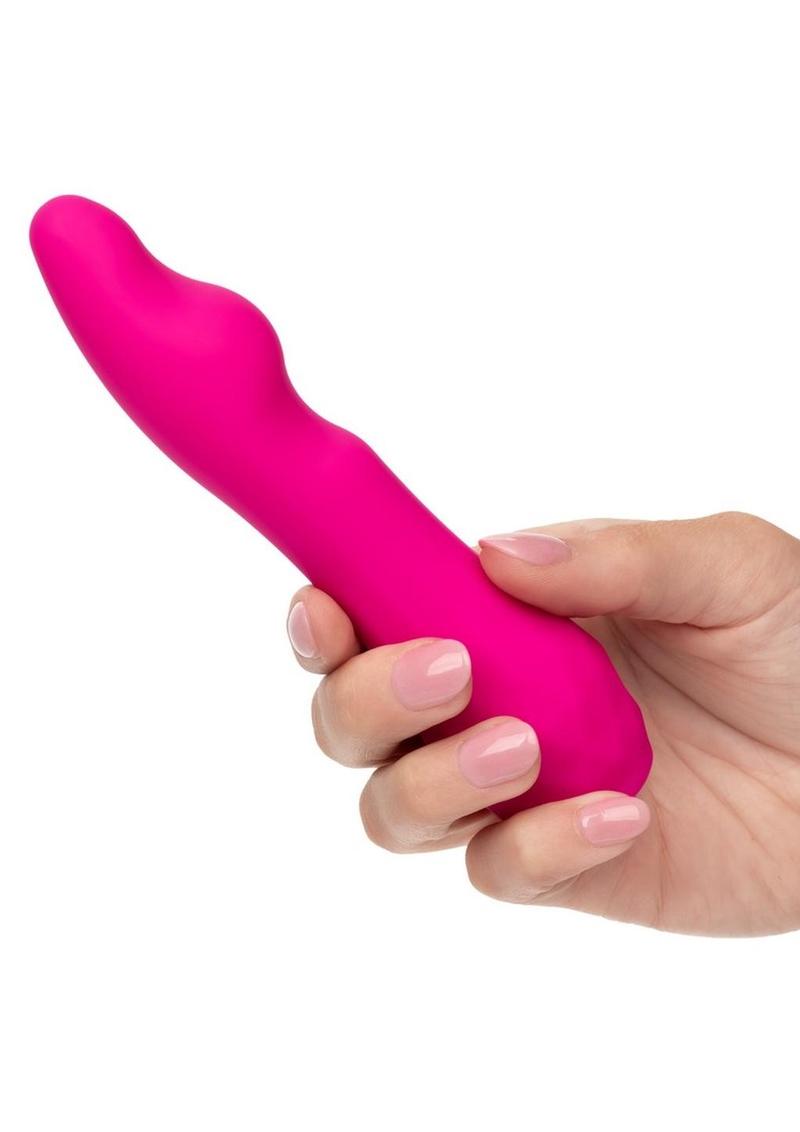 Gia Curved Pleaser Silicone Rechargeable Vibrator - Pink