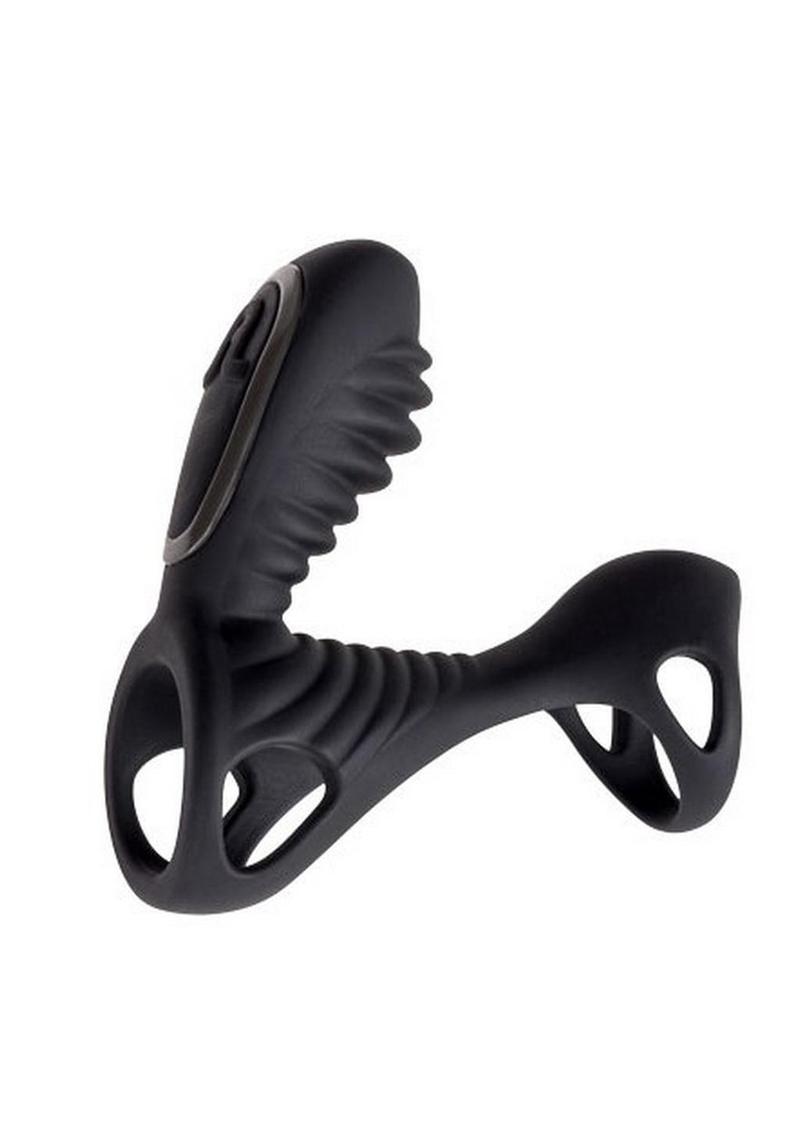 Gladiator F Rechargeable Silicone Couples Cock Ring - Black