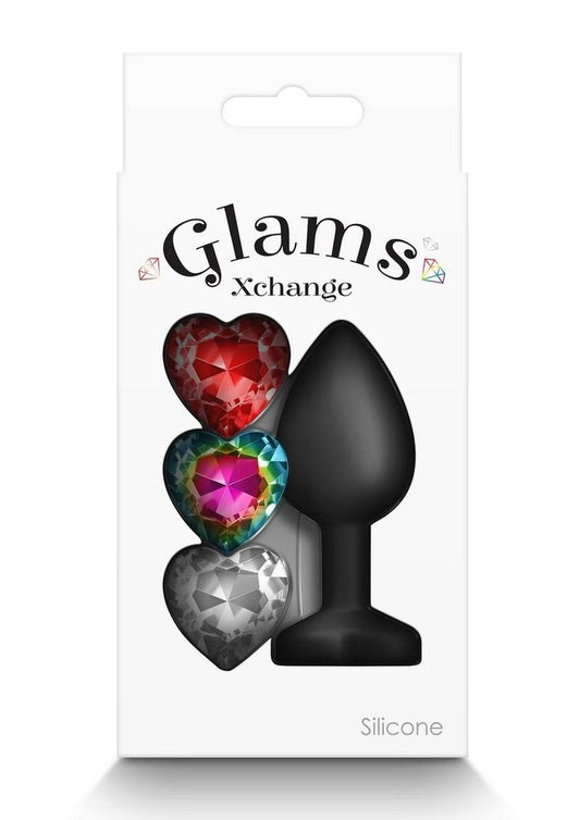 Glams Xchange Heart Silicone Anal Plug - Black - Small