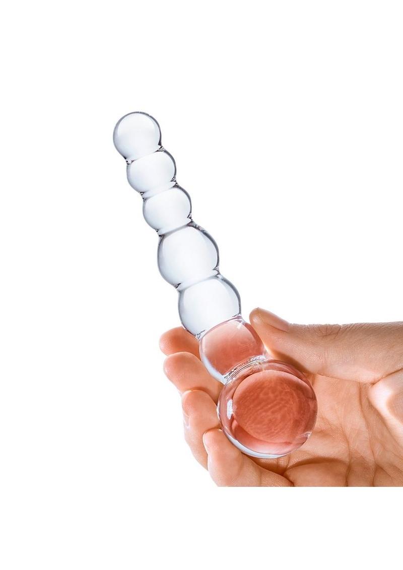 Glas Curved Beaded Glass Dildo - Clear - 5in