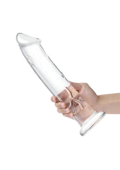 Glas Dildo Glass with Veins and Flat Base - Clear - 12in