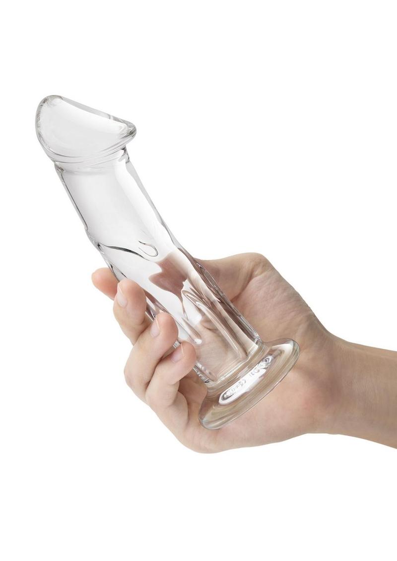 Glas Dildo Glass with Veins and Flat Base - Clear - 6in