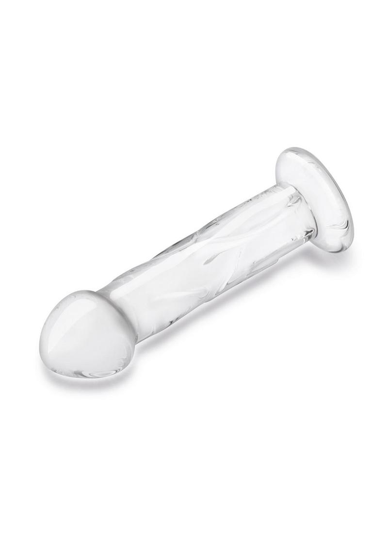 Glas Dildo Glass with Veins and Flat Base - Clear - 6in