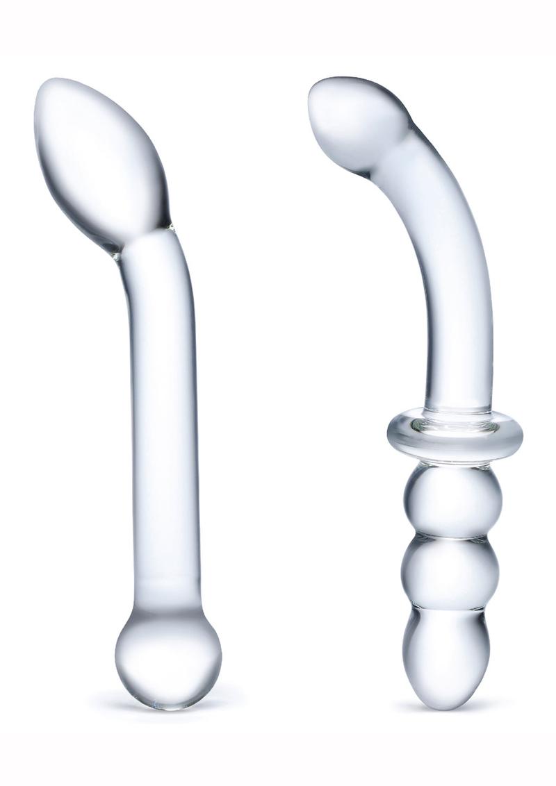 Glas G-Spot Pleasure Dildo - Clear - 2 Piece/Set