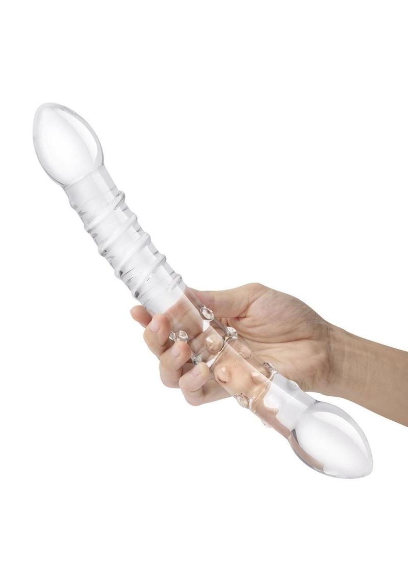 Glas Girthy Double Trouble Glass Dildo - Clear - 12in