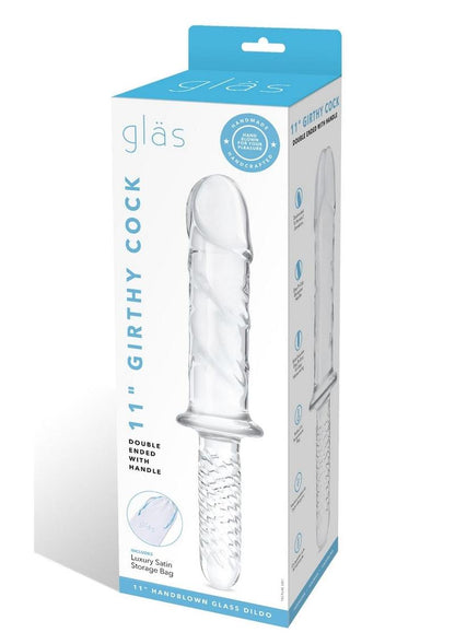 Glas Girthy Glass Cock Double Ended with Handle - Clear - 11in