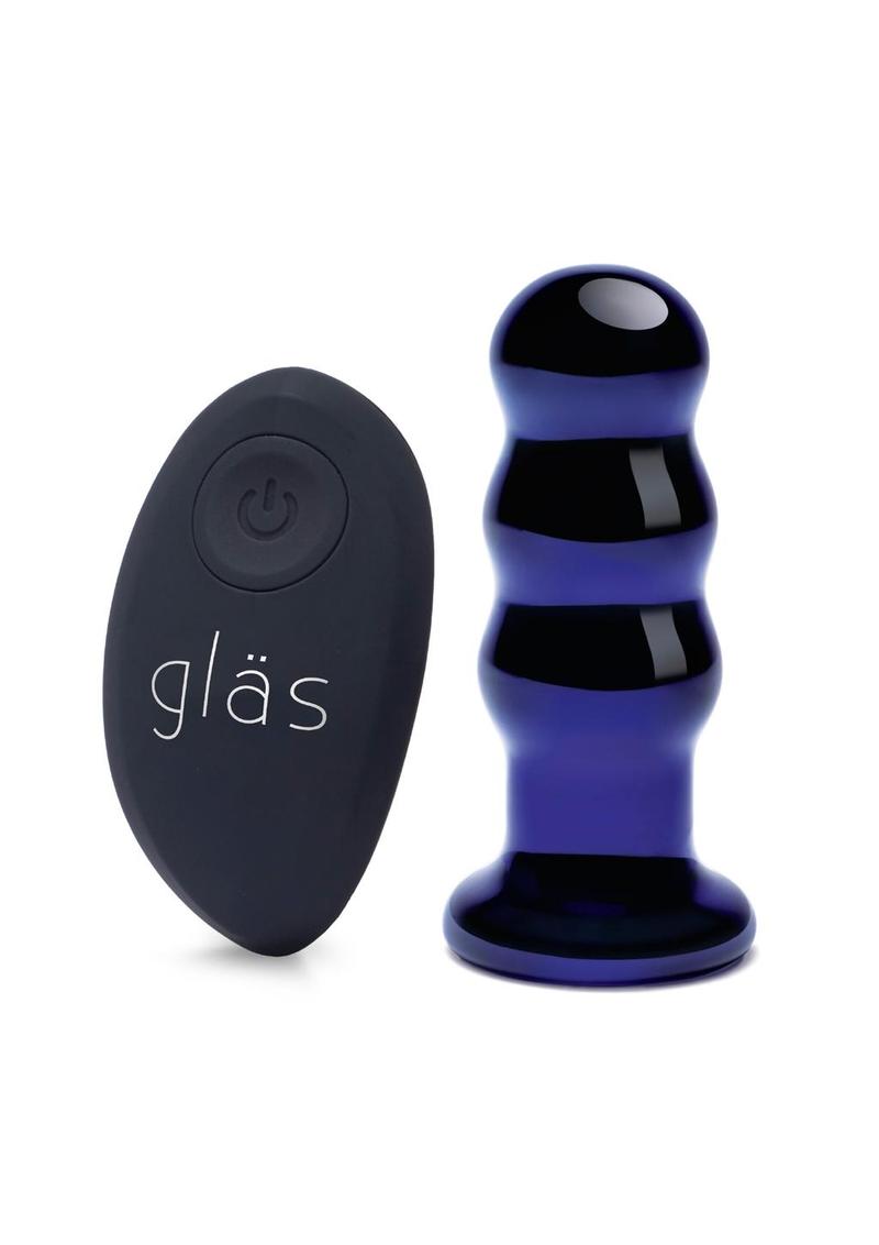 Glas Rechargeable Remote Controlled Vibrating Glass Beaded Buttplug