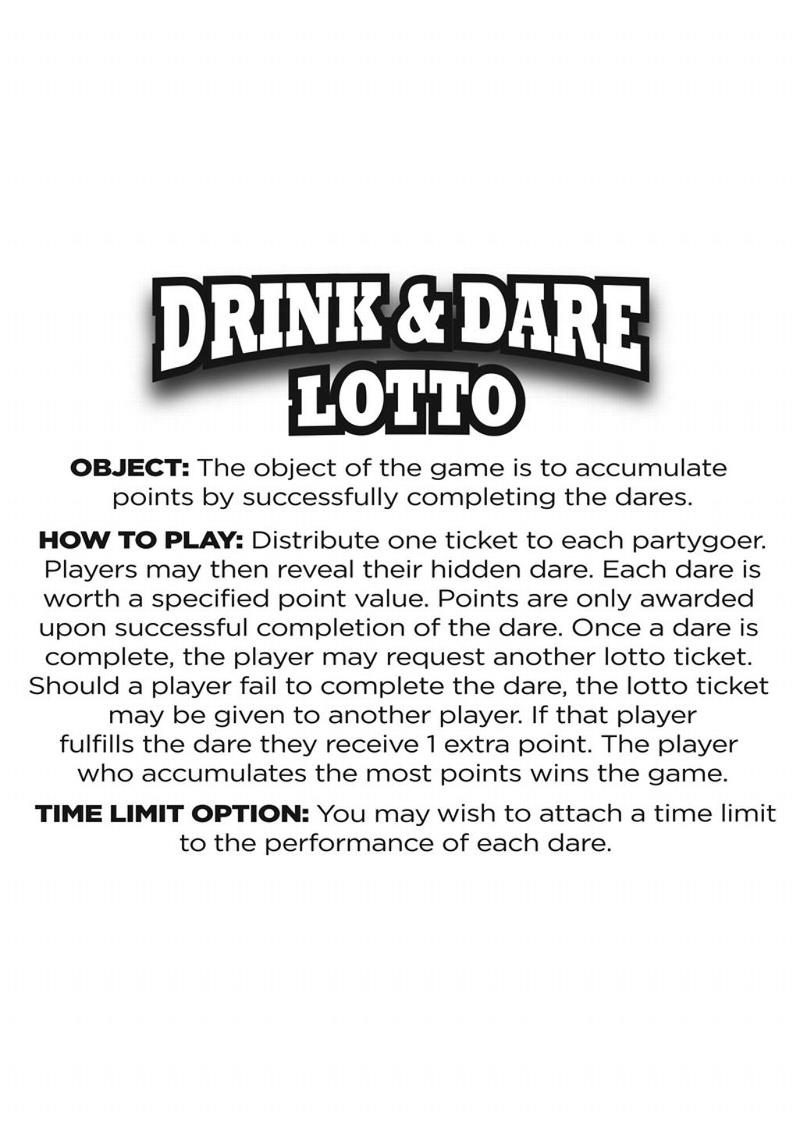 Gliterati Bachelorette Drink and Dare Lotto Game