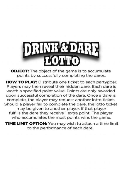 Gliterati Bachelorette Drink and Dare Lotto Game