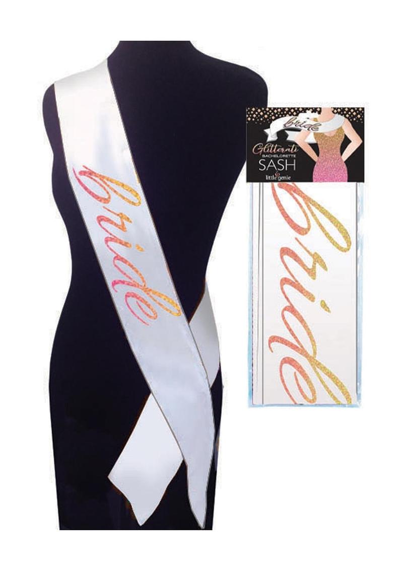 Glitterati Bride Sash - Rose Gold/White