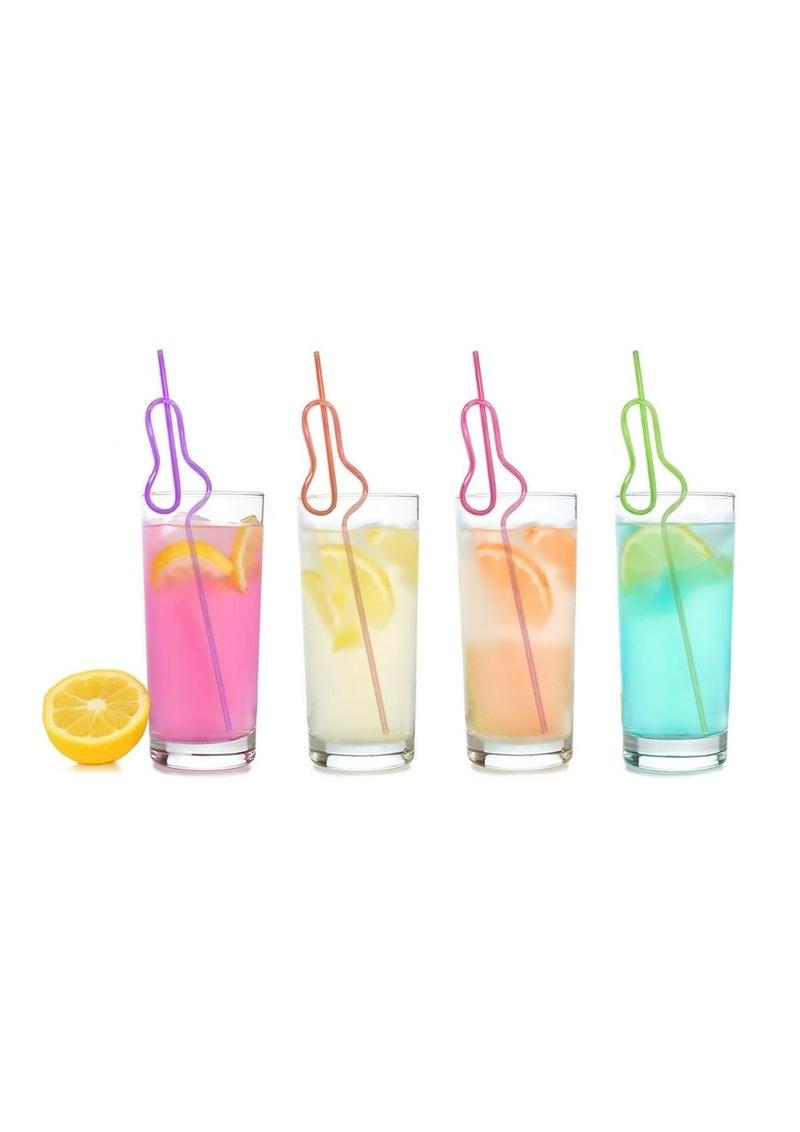 Glitterati Silly Penis Straws - Rainbow - 8 Pack