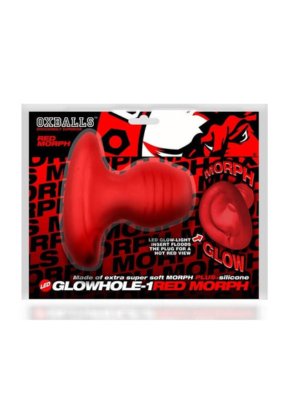 Glowhole 1 Hollow Buttplug with Led Insert - Small - Red Morph