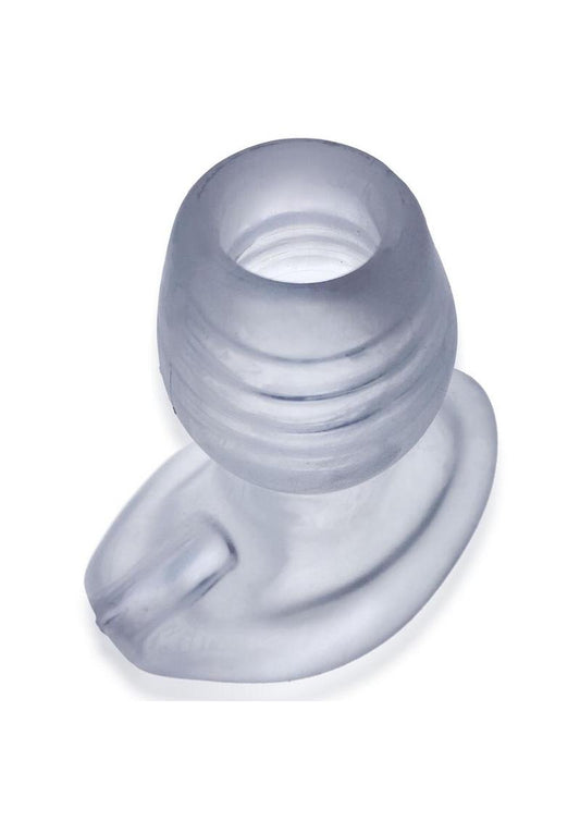 Glowhole 1 Light Up Hollow Silicone Buttplug - Clear/Cool Ice - Small